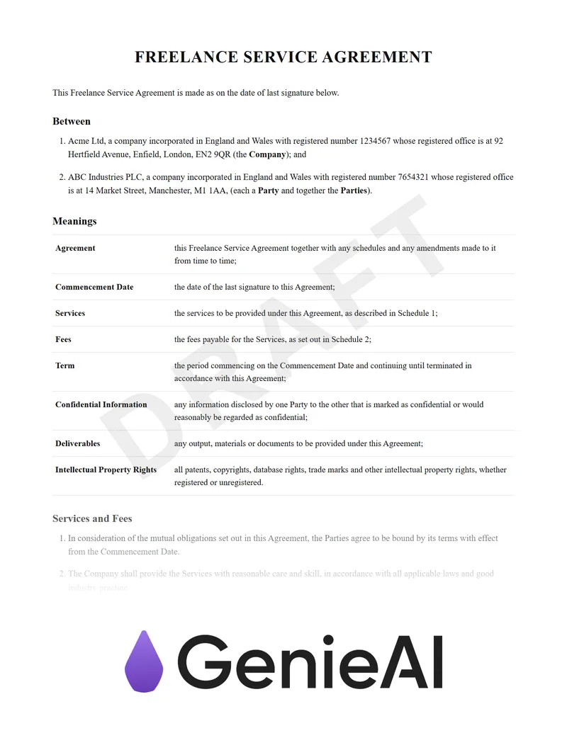Freelance Service Agreement preview
