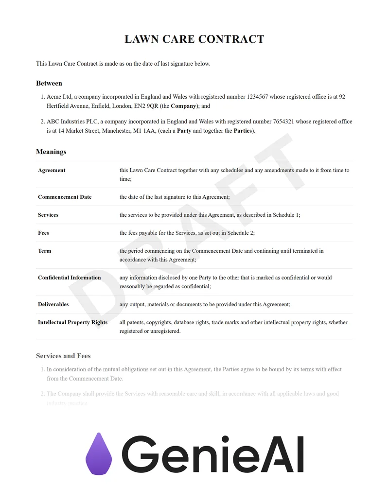Lawn Care Contract preview