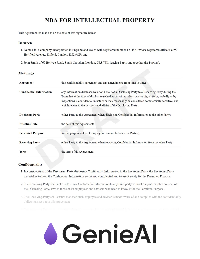 NDA For Intellectual Property preview