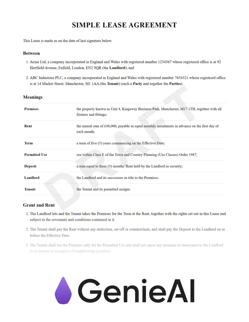 Simple Lease Agreement preview